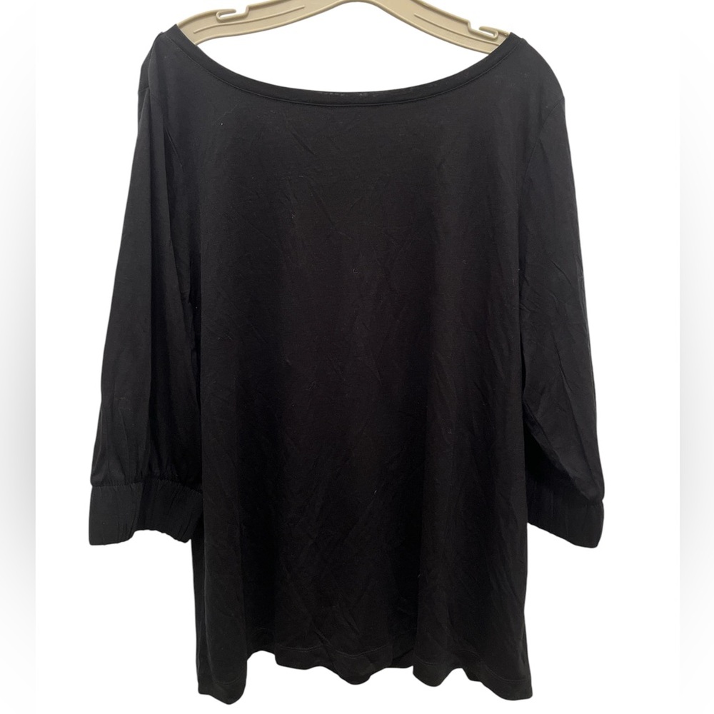 Dialogue Black Boatneck 3/4 Sleeve Top
